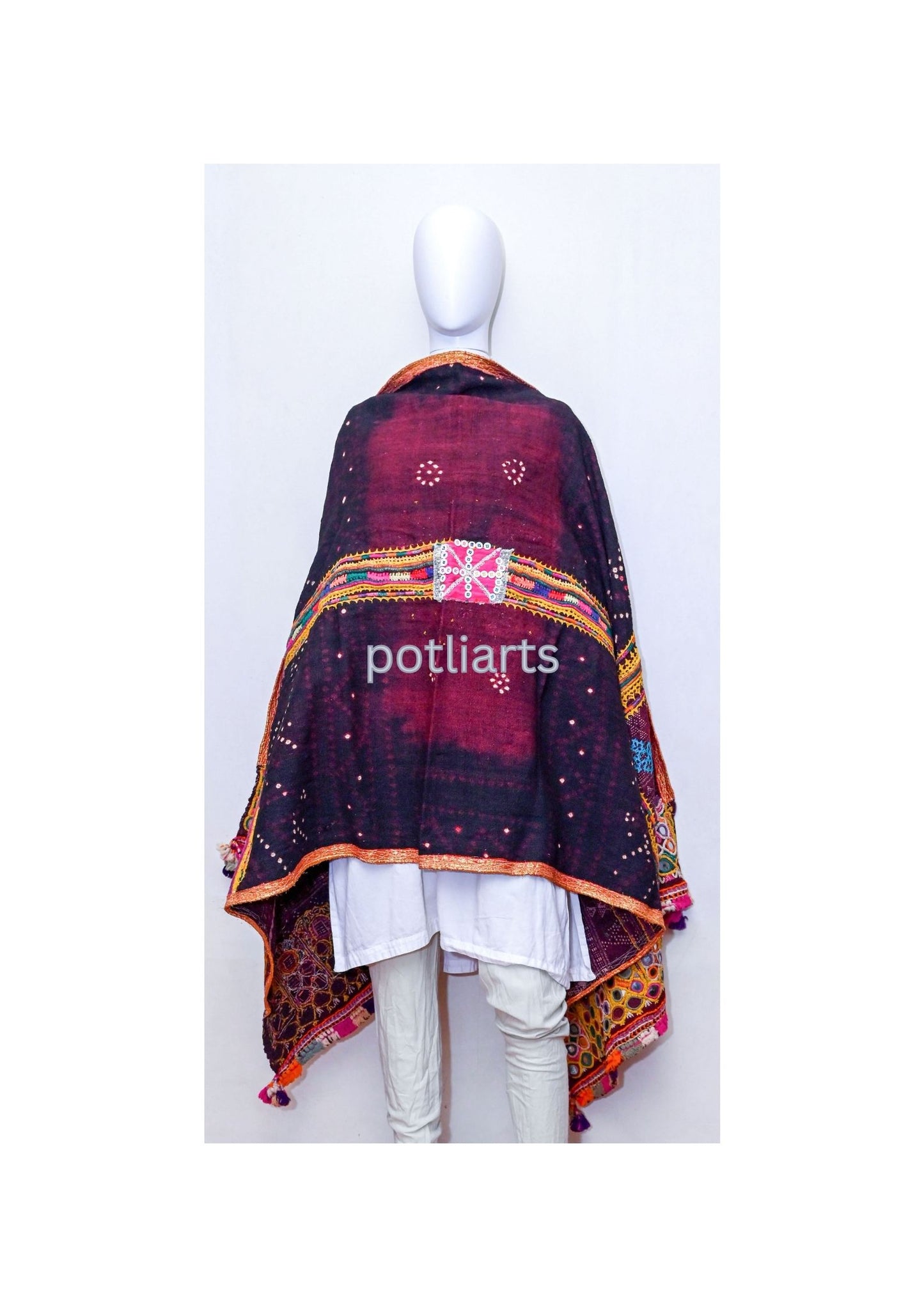 Vintage Woollen Shawl Rabari Hand Embroidery