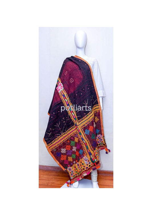 Vintage Woollen Shawl Rabari Hand Embroidery