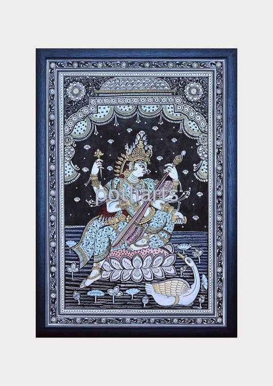 Patachitra Orissa, Goddess Saraswati, 14"/20"