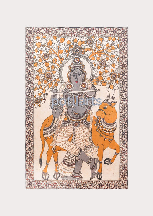 Kalamkari Art, Lord Krishna, 30"/48", Master Artist collection