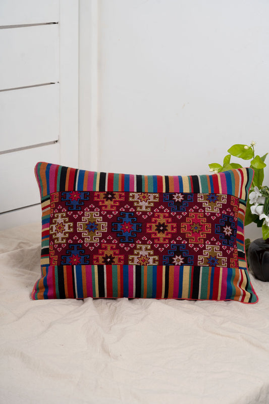 Jat Garasiya Hand Embroidered Cushion Cover, 18"/12"