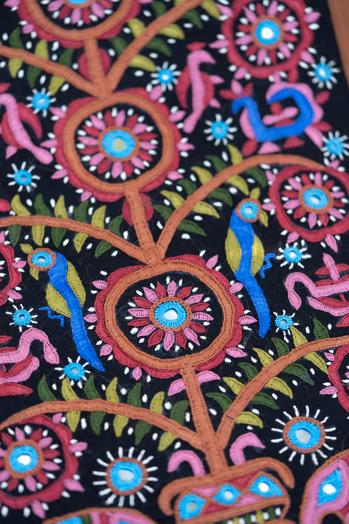 Wall Hanging - silk, Pakko tribal hand embroidery